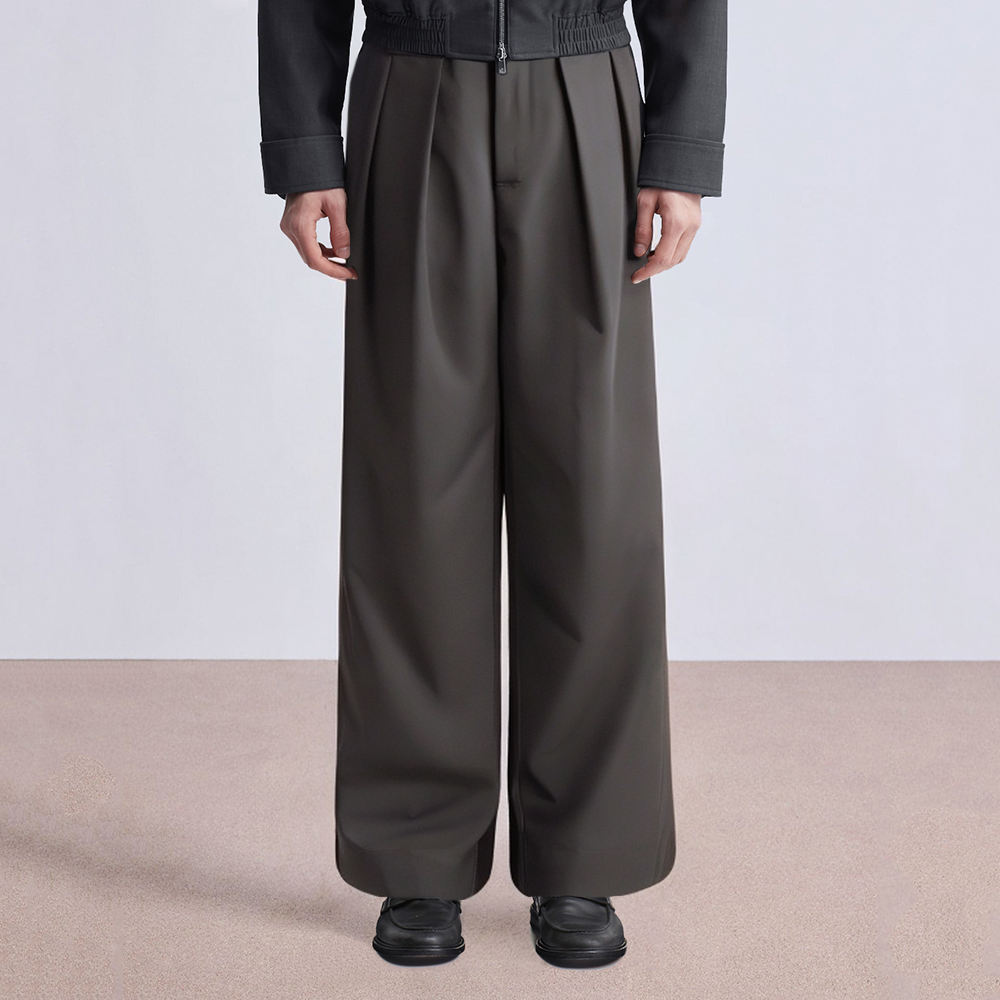 Brown oversized loose fit men's suit pants