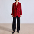 Velvet single button slim fit women's blazer