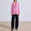 Pink single button loose women's suit jacket