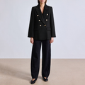 Elegant Black Textured Women's Blazer