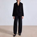 Black single button breathable women's suit jacket
